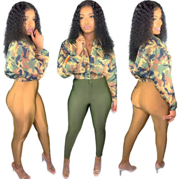 C0548  winter Clothes women camouflage long sleeves two piece outfits set for women two piece pant set christmas